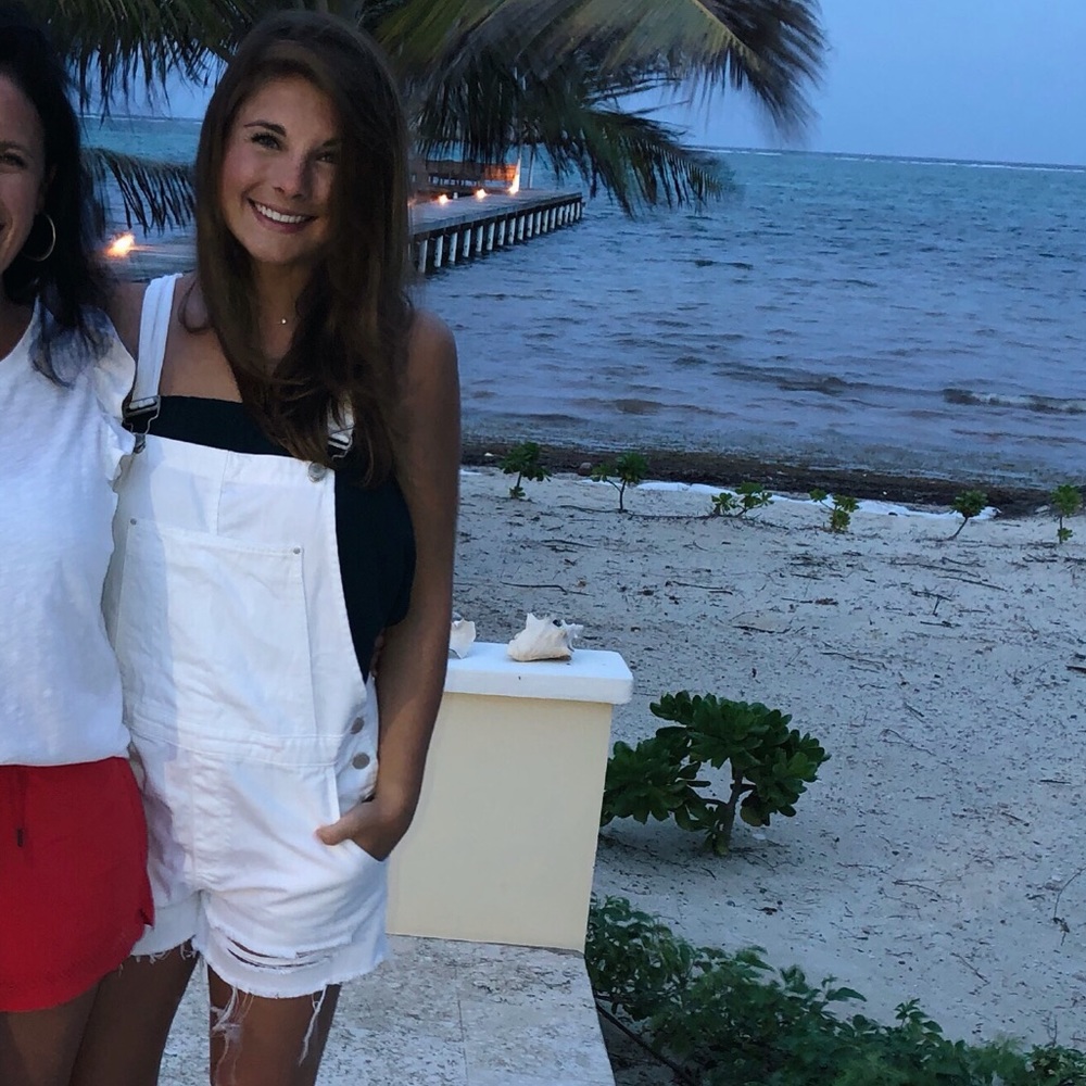 Blank NYC white cutoff overalls